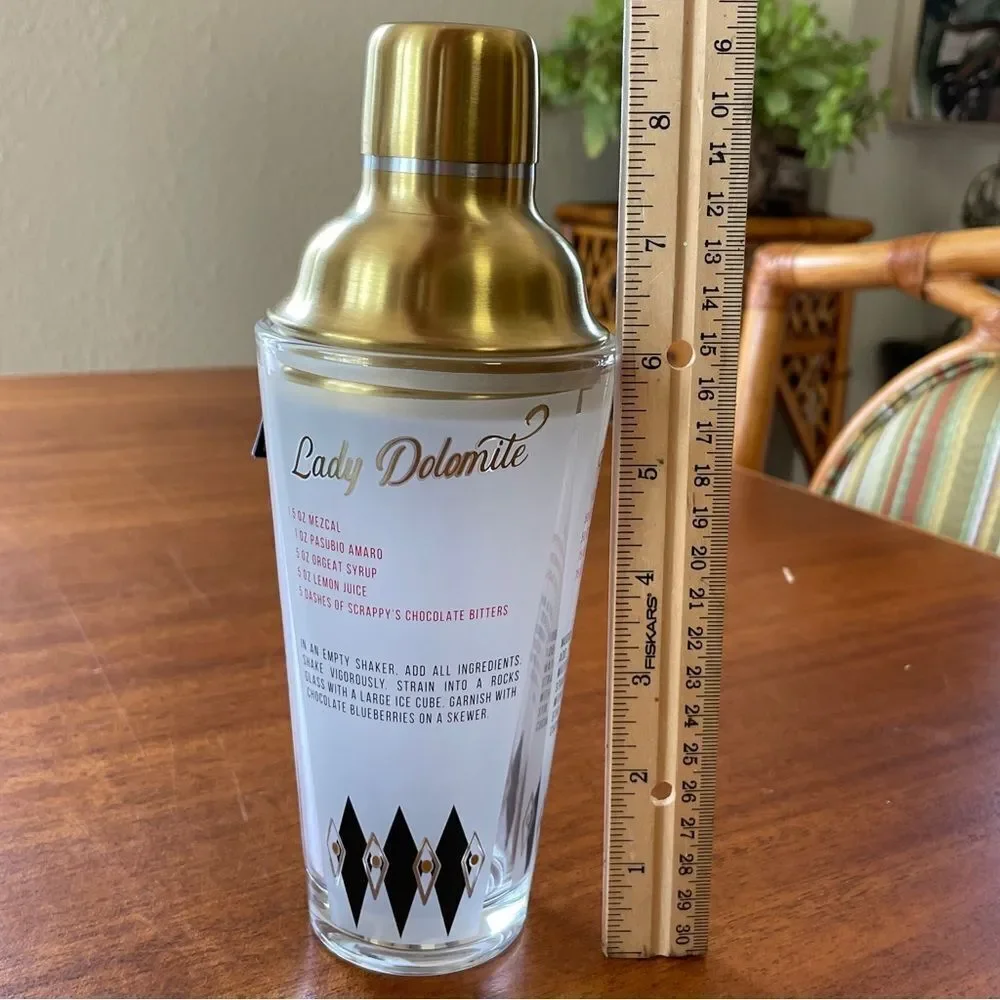 NWT Designworks Ink Cocktail Shaker - Gold Retro Recipes